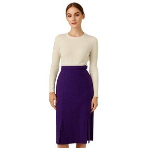 Avoca Collection Purple Vintage High Waist Midi A-Line Skirt